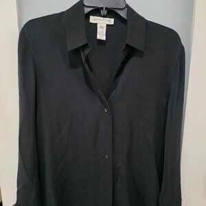Jones New York 100% Silk Black Blouse – Women’s Size 6 Button Front
